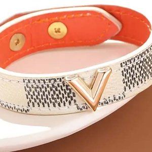 NOT VALENTINO "V" WHITE FAUX SNAKESKIN CHECKERBOARD BRACELET 45